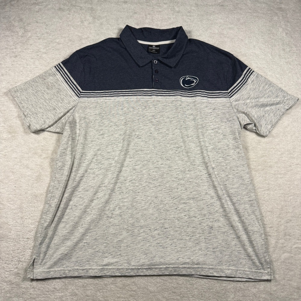Colosseum Penn State Nittany Lions Polo Shirt Mens 3XL Navy Grey‎ Colorblock PSU